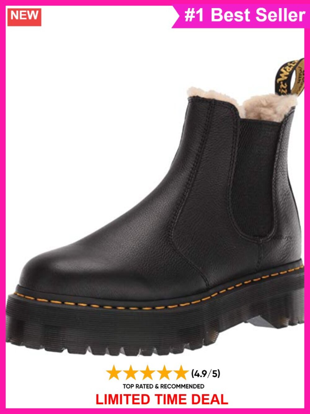 Platform Faux-Fur Lined Chelsea Ankle Boots Pisa Leather